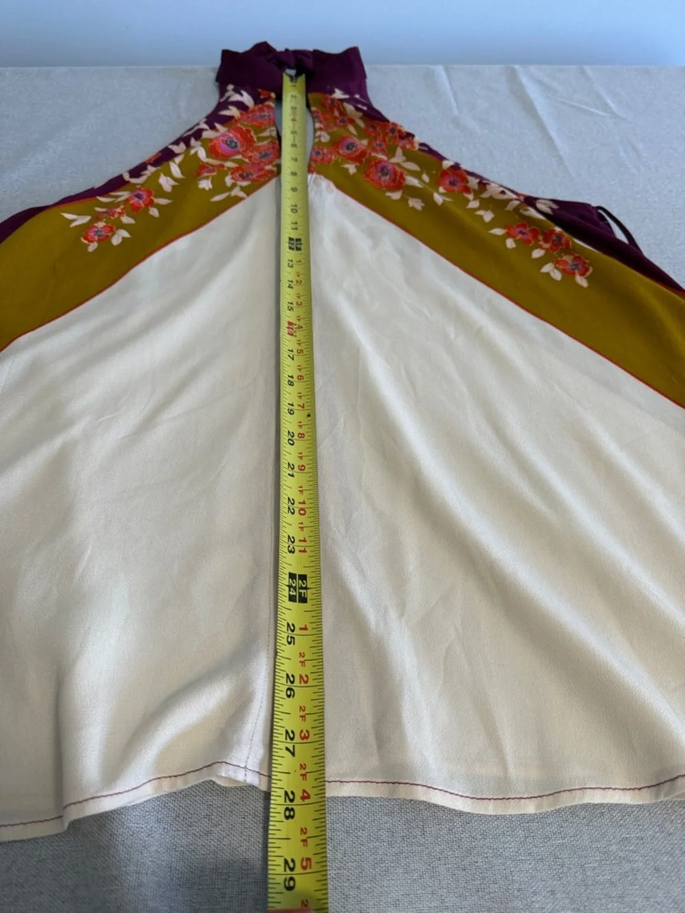 Free People Floral Halter Keyhole Tank in Cream, Tan & Purple SZXS - Picture 10 of 13